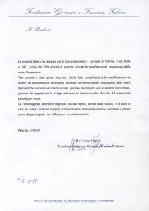Lettera della Fondazione Giovanni e Francesca Falcone