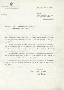 Attestazione dell'Università di Palermo per la 35ª Assemblea CIRP