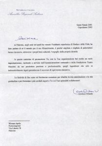 Lettera del Sindaco di Palermo